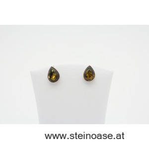 Ohrstecker Bernstein 'grün' Silber